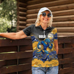 Custom Eels Women Polo Shirt Eel Mascot With Aboriginal Indigenous