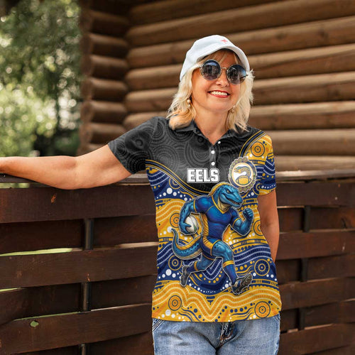 Custom Eels Women Polo Shirt Eel Mascot With Aboriginal Indigenous