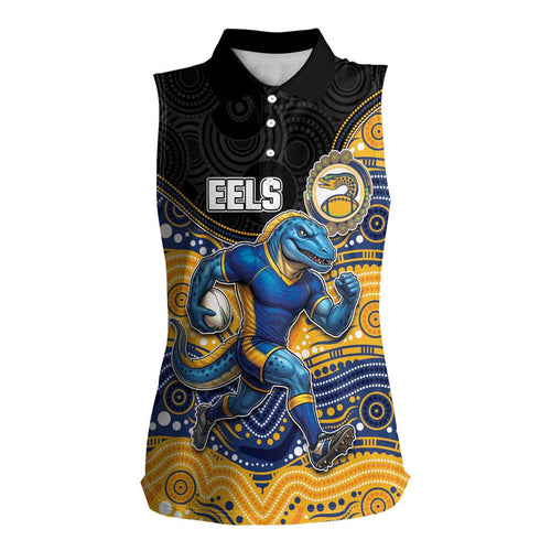 Custom Eels Women Sleeveless Polo Shirt Eel Mascot With Aboriginal Indigenous
