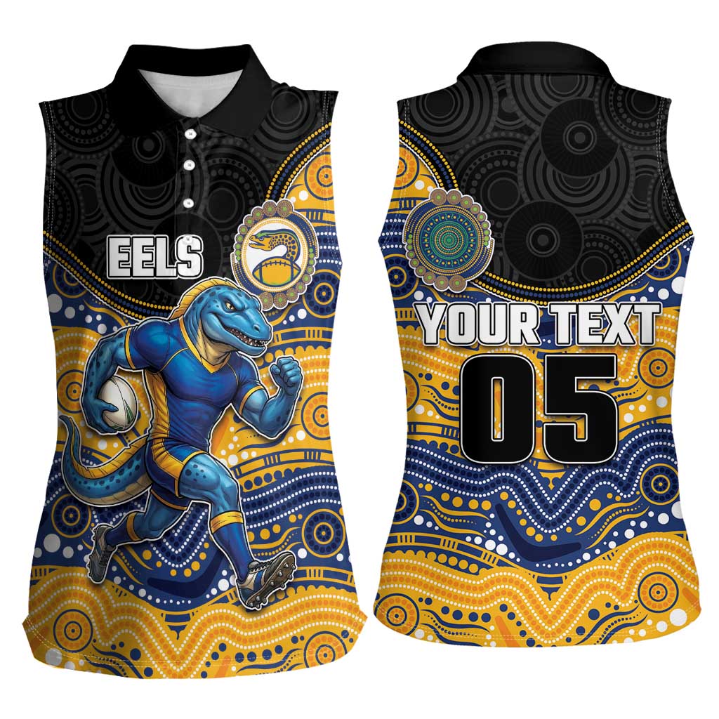Custom Eels Women Sleeveless Polo Shirt Eel Mascot With Aboriginal Indigenous