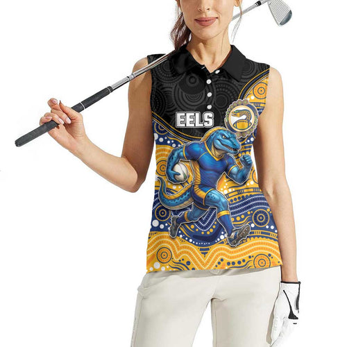 Custom Eels Women Sleeveless Polo Shirt Eel Mascot With Aboriginal Indigenous