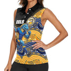 Custom Eels Women Sleeveless Polo Shirt Eel Mascot With Aboriginal Indigenous