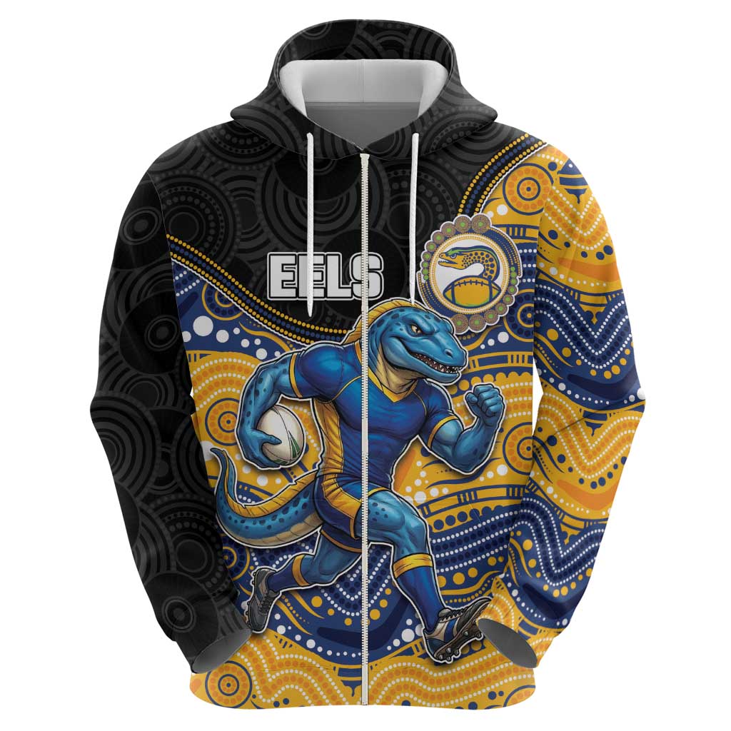 Custom Eels Zip Hoodie Eel Mascot With Aboriginal Indigenous