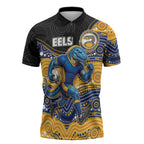 Custom Eels Zipper Polo Shirt Eel Mascot With Aboriginal Indigenous