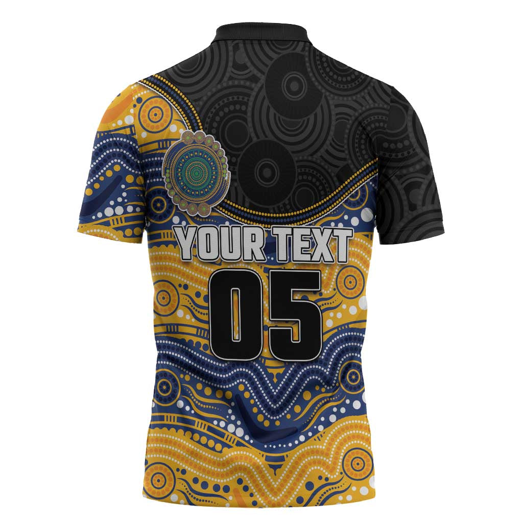 Custom Eels Zipper Polo Shirt Eel Mascot With Aboriginal Indigenous