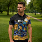 Custom Eels Zipper Polo Shirt Eel Mascot With Aboriginal Indigenous