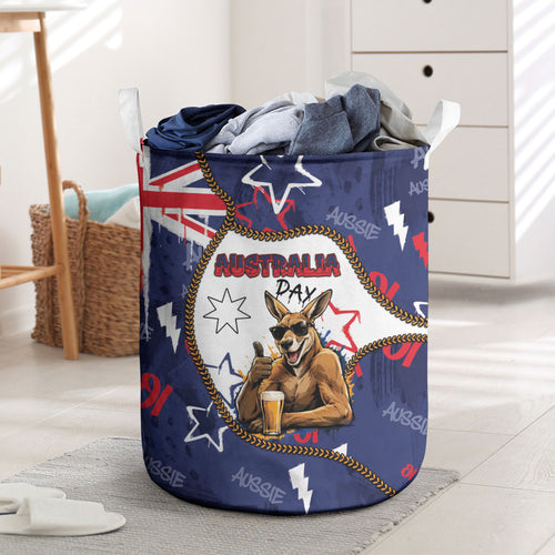 Australia Flag Day Laundry Basket Cool Kangaroo Beer Aussie Aussie Oi Oi