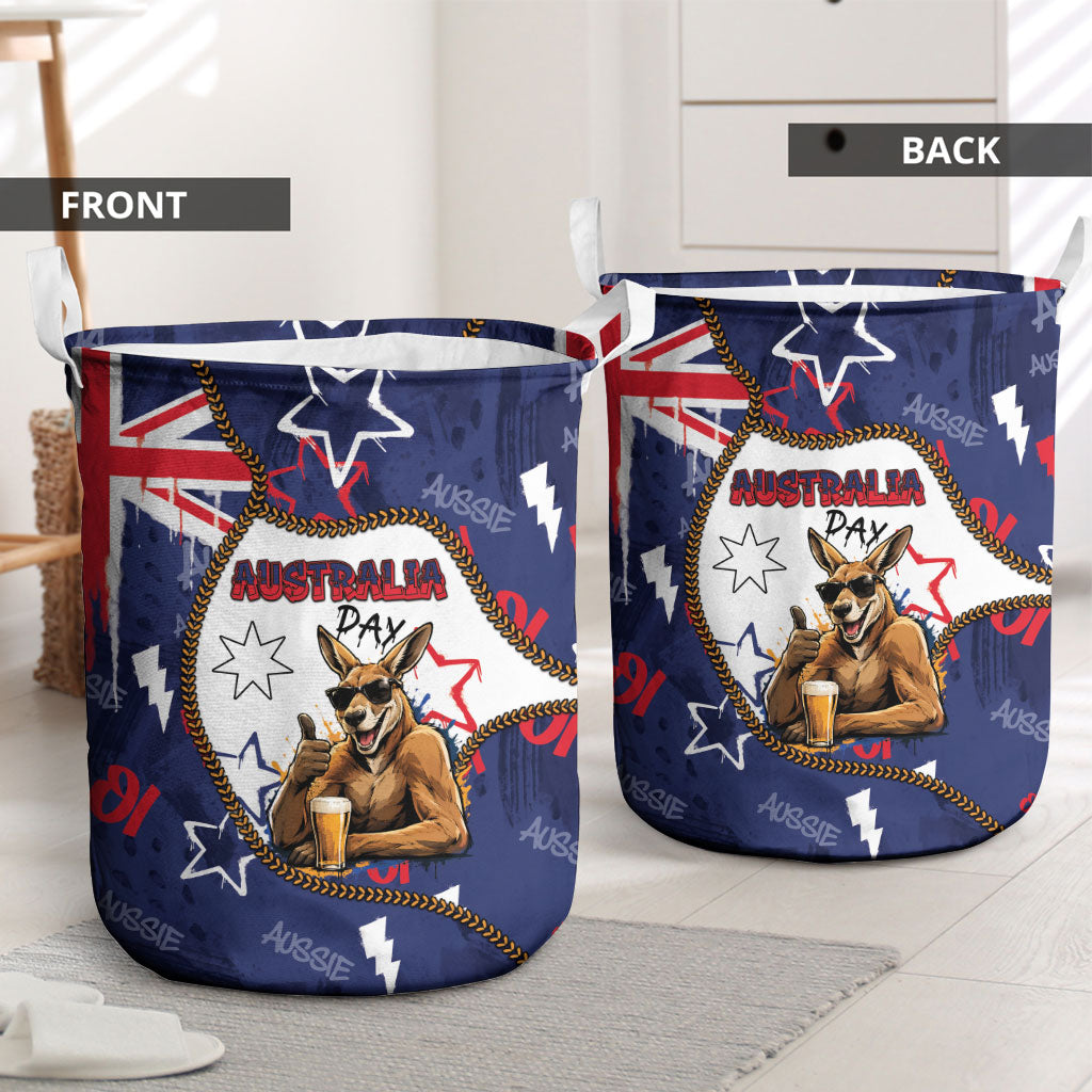 Australia Flag Day Laundry Basket Cool Kangaroo Beer Aussie Aussie Oi Oi
