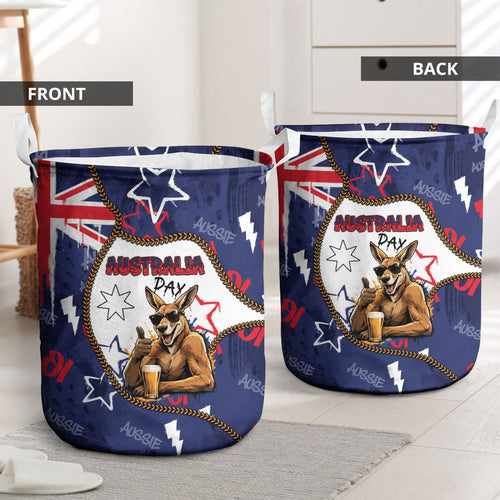 Australia Flag Day Laundry Basket Cool Kangaroo Beer Aussie Aussie Oi Oi