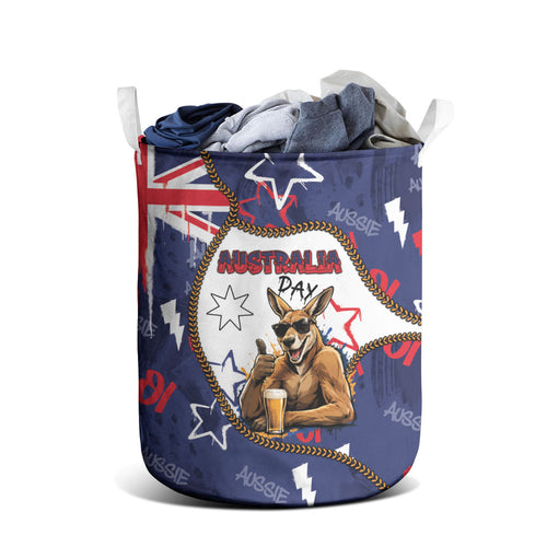 Australia Flag Day Laundry Basket Cool Kangaroo Beer Aussie Aussie Oi Oi