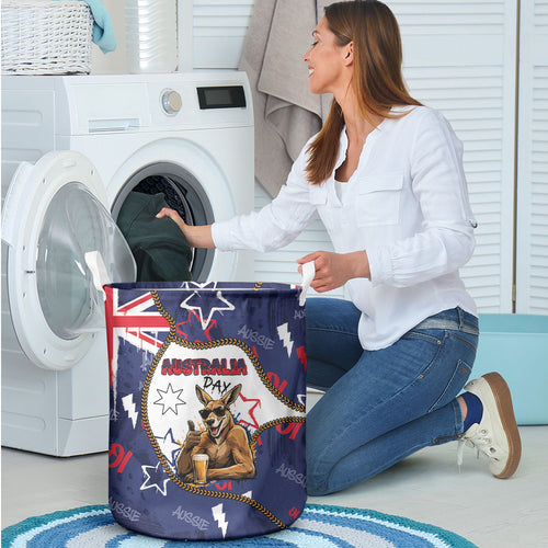 Australia Flag Day Laundry Basket Cool Kangaroo Beer Aussie Aussie Oi Oi