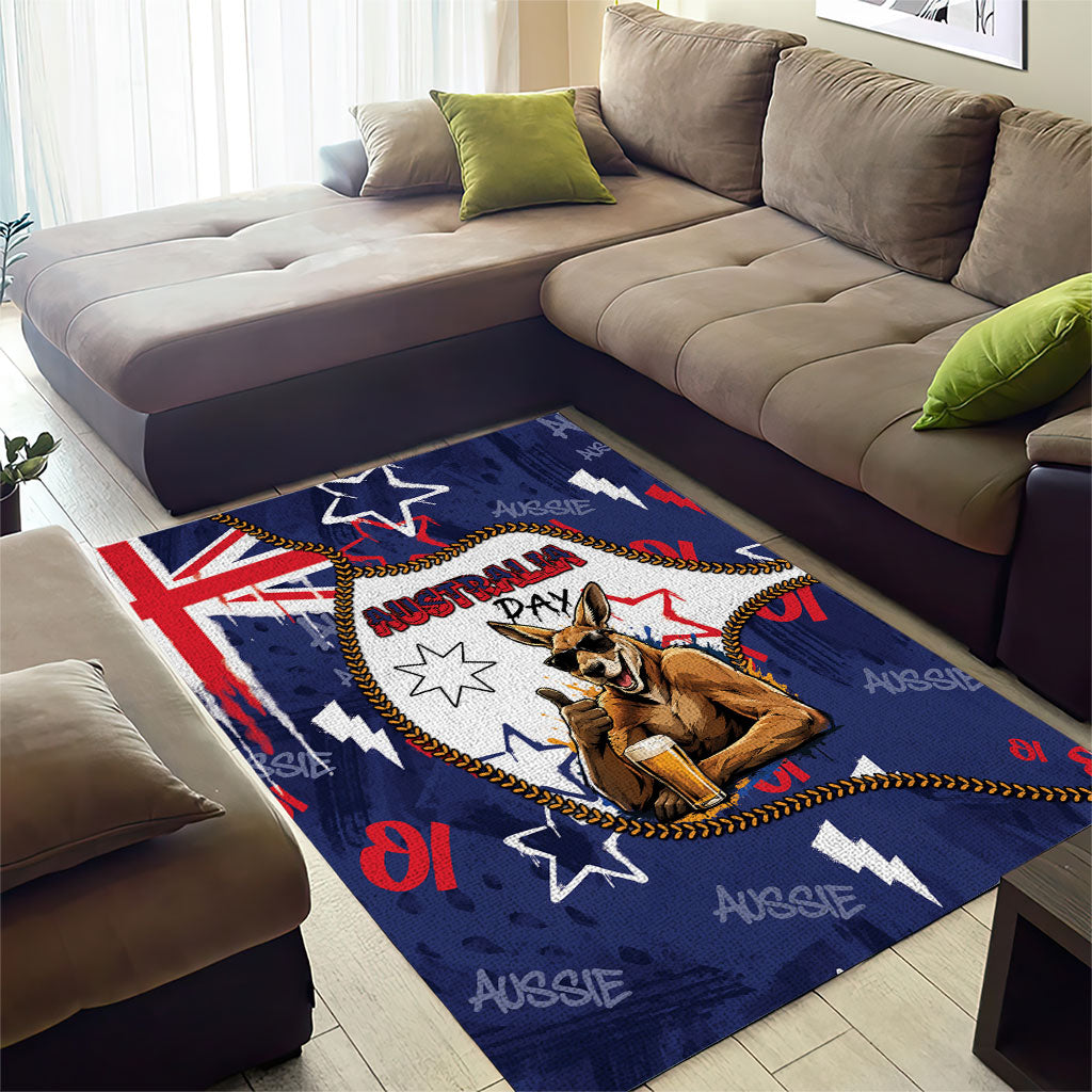 Australia Flag Day Area Rug Cool Kangaroo Beer Aussie Aussie Oi Oi