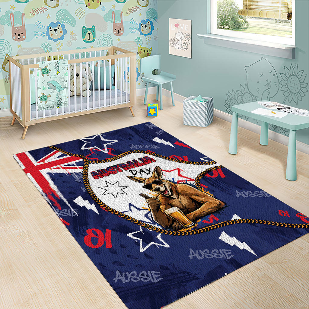 Australia Flag Day Area Rug Cool Kangaroo Beer Aussie Aussie Oi Oi