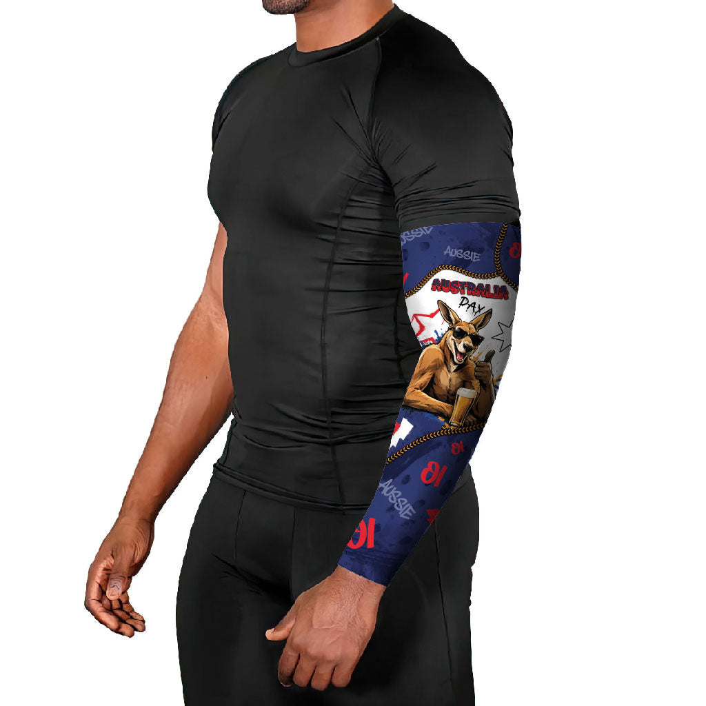Australia Flag Day Arm Sleeves Cool Kangaroo Beer Aussie Aussie Oi Oi