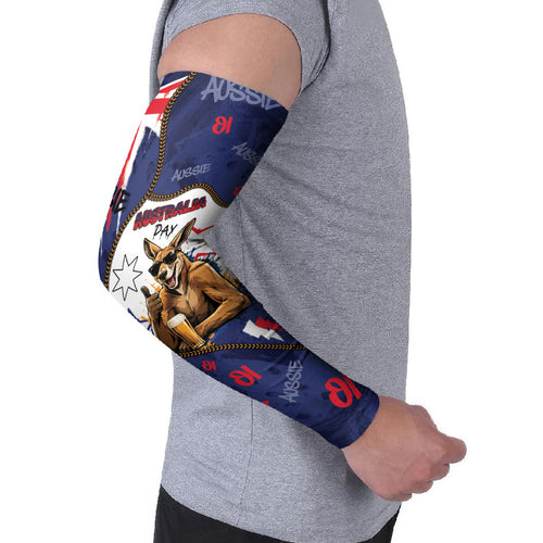 Australia Flag Day Arm Sleeves Cool Kangaroo Beer Aussie Aussie Oi Oi