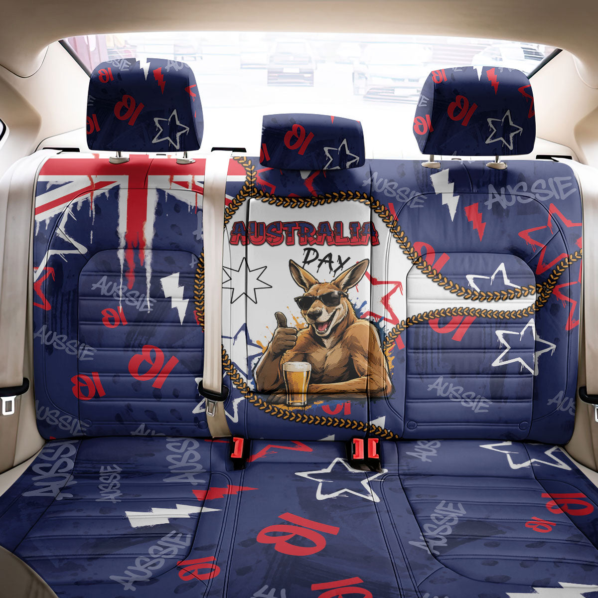 Australia Flag Day Back Car Seat Cover Cool Kangaroo Beer Aussie Aussie Oi Oi