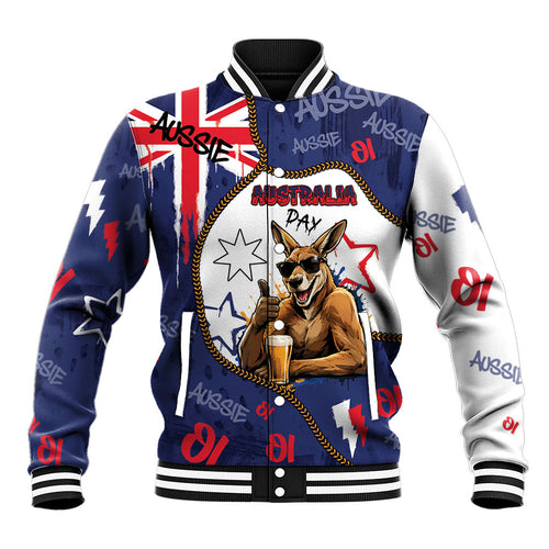 Australia Flag Day Baseball Jacket Cool Kangaroo Beer Aussie Aussie Oi Oi
