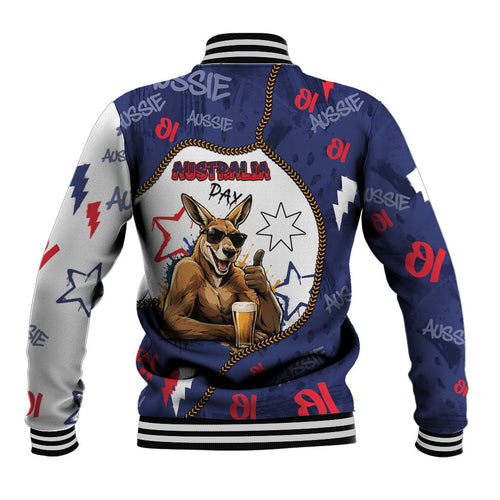 Australia Flag Day Baseball Jacket Cool Kangaroo Beer Aussie Aussie Oi Oi