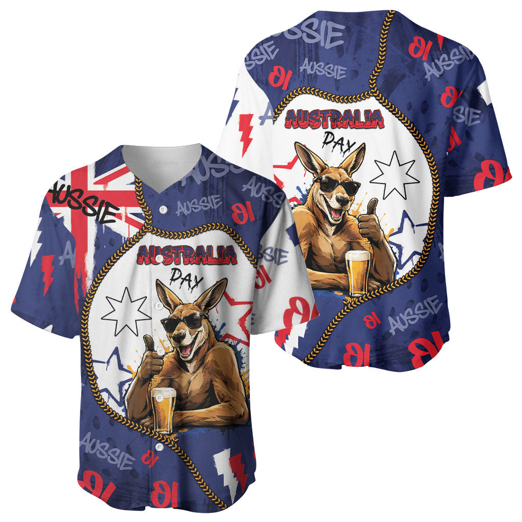 Australia Flag Day Baseball Jersey Cool Kangaroo Beer Aussie Aussie Oi Oi