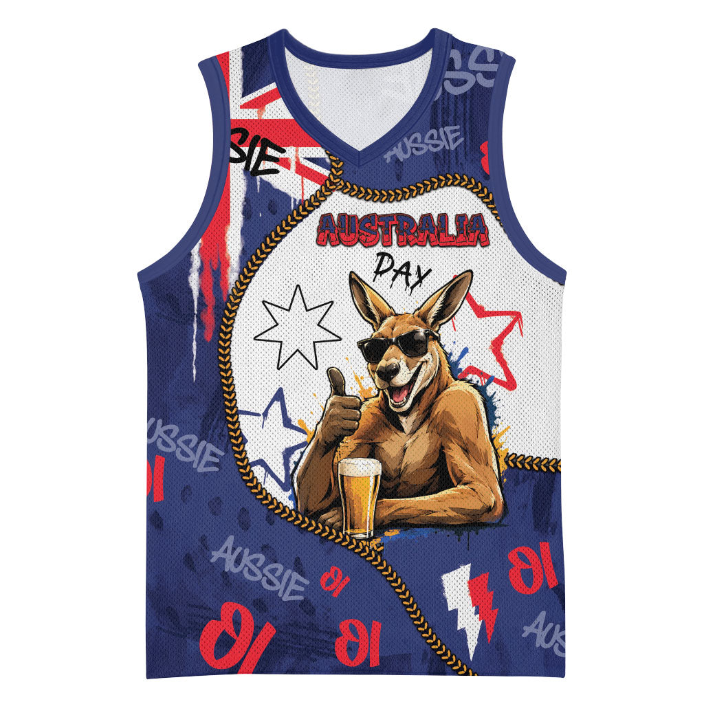 Australia Flag Day Basketball Jersey Cool Kangaroo Beer Aussie Aussie Oi Oi