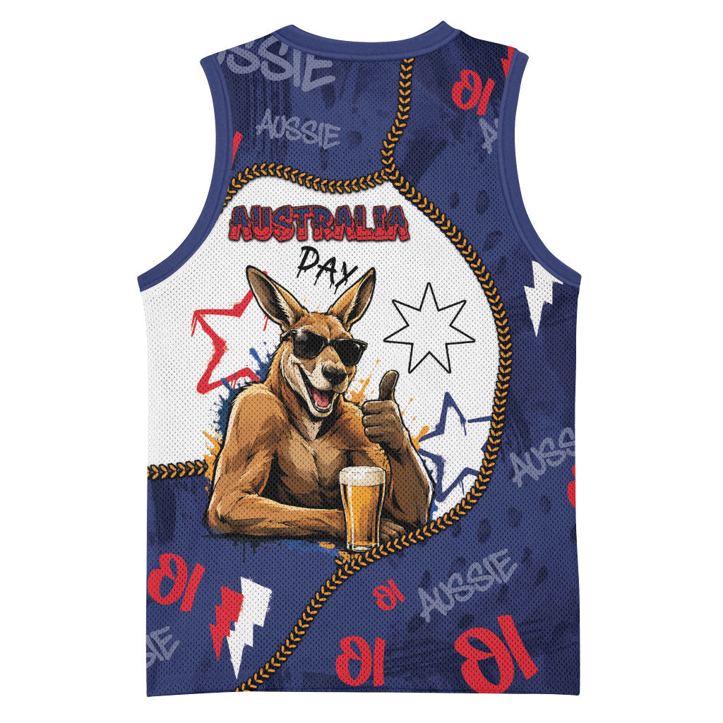 Australia Flag Day Basketball Jersey Cool Kangaroo Beer Aussie Aussie Oi Oi