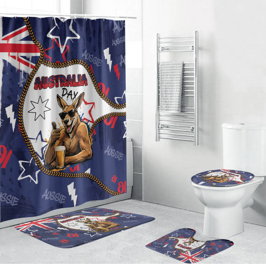 Australia Flag Day Bathroom Set Cool Kangaroo Beer Aussie Aussie Oi Oi
