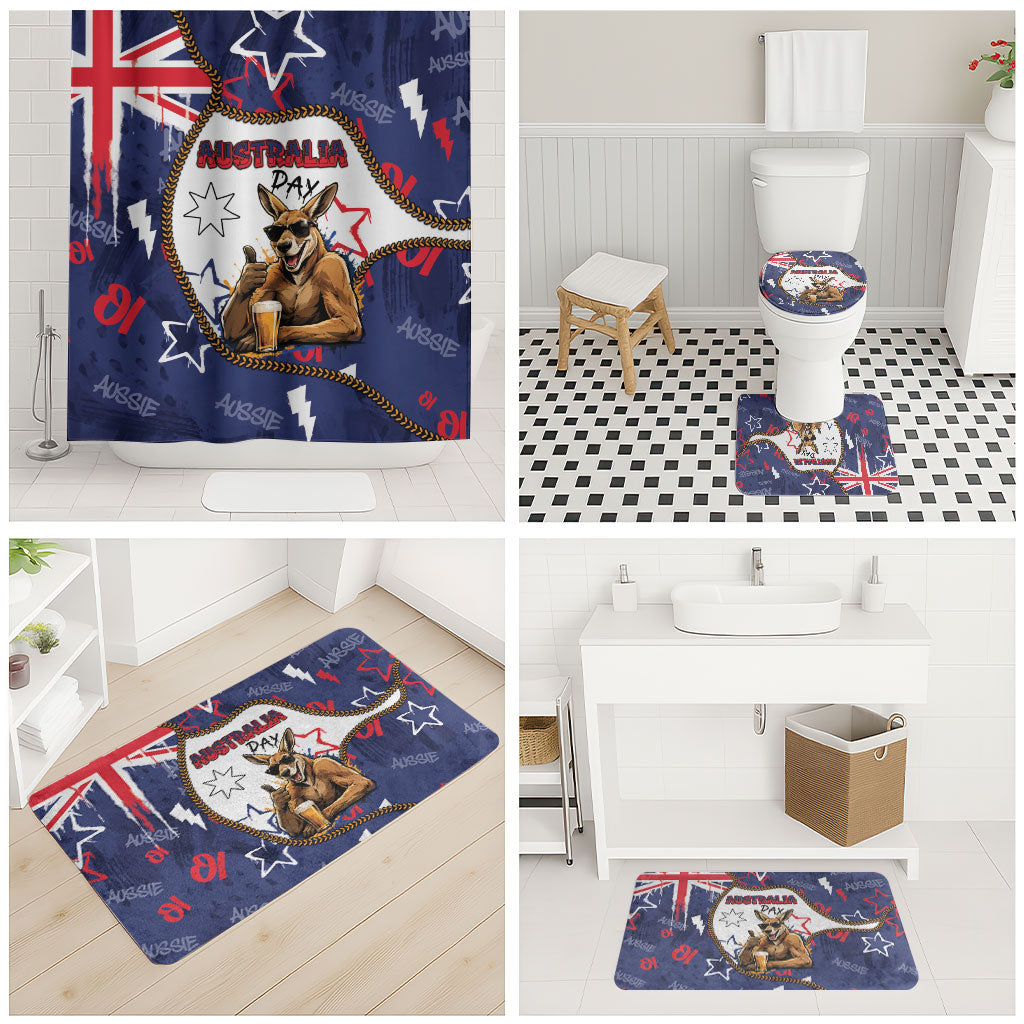 Australia Flag Day Bathroom Set Cool Kangaroo Beer Aussie Aussie Oi Oi