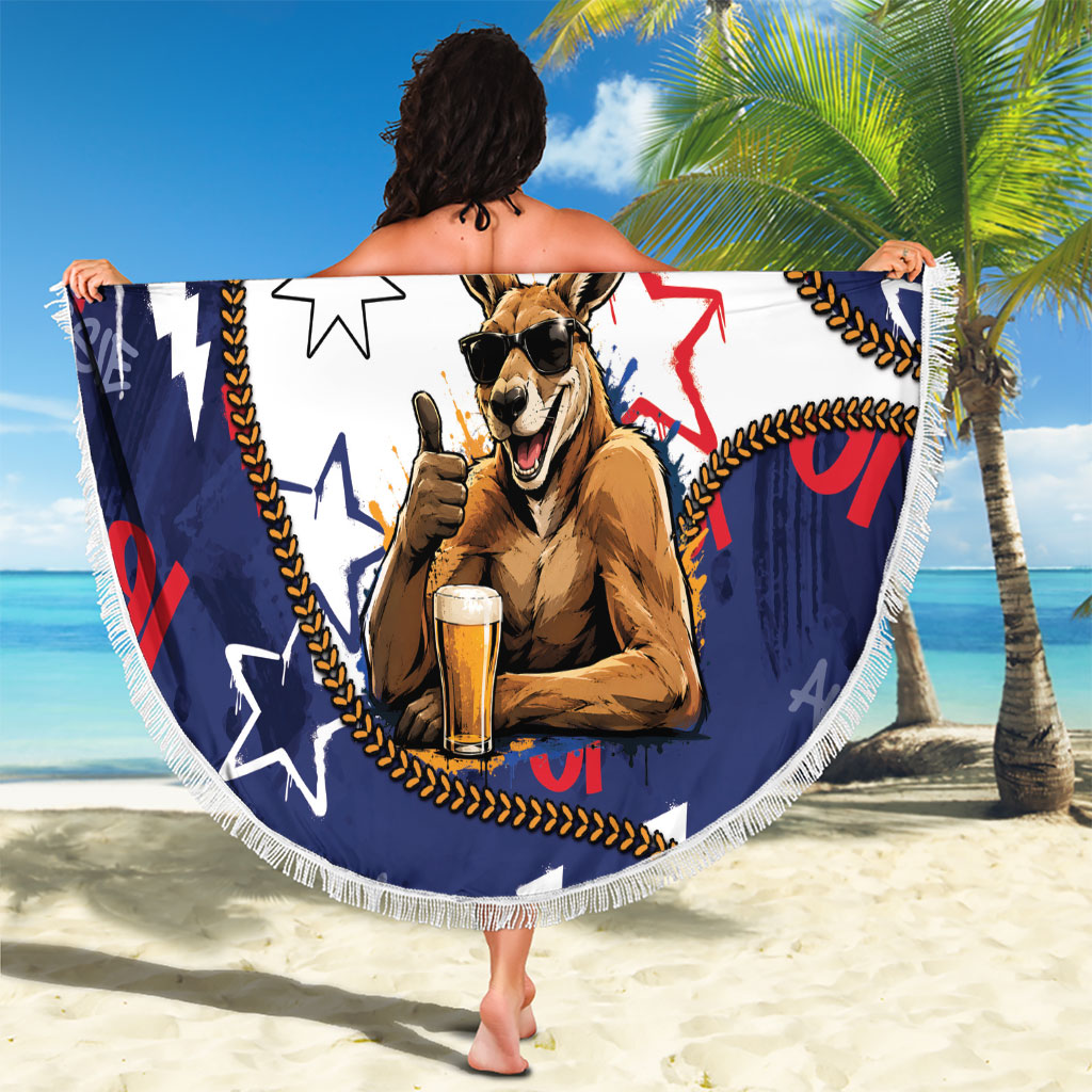 Australia Flag Day Beach Blanket Cool Kangaroo Beer Aussie Aussie Oi Oi