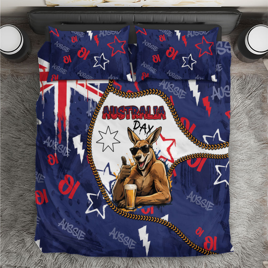 Australia Flag Day Bedding Set Cool Kangaroo Beer Aussie Aussie Oi Oi