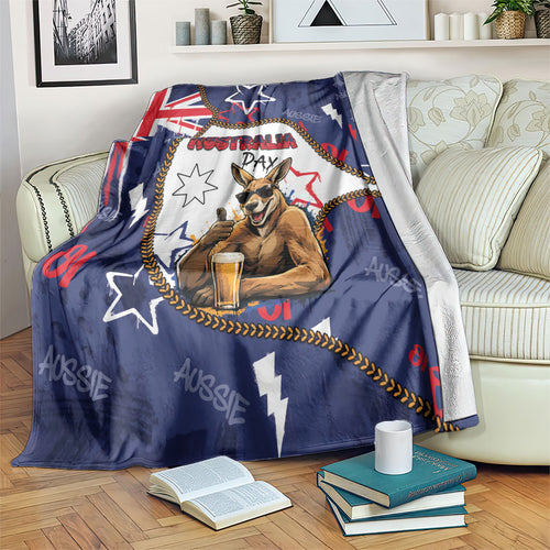Australia Flag Day Blanket Cool Kangaroo Beer Aussie Aussie Oi Oi