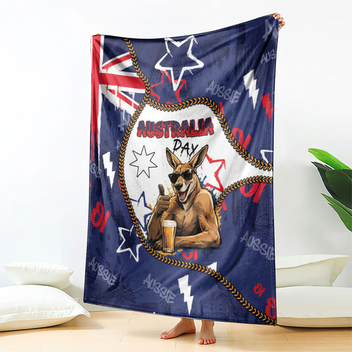Australia Flag Day Blanket Cool Kangaroo Beer Aussie Aussie Oi Oi
