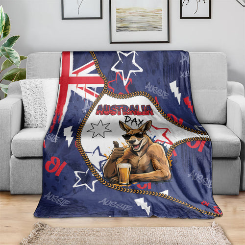 Australia Flag Day Blanket Cool Kangaroo Beer Aussie Aussie Oi Oi