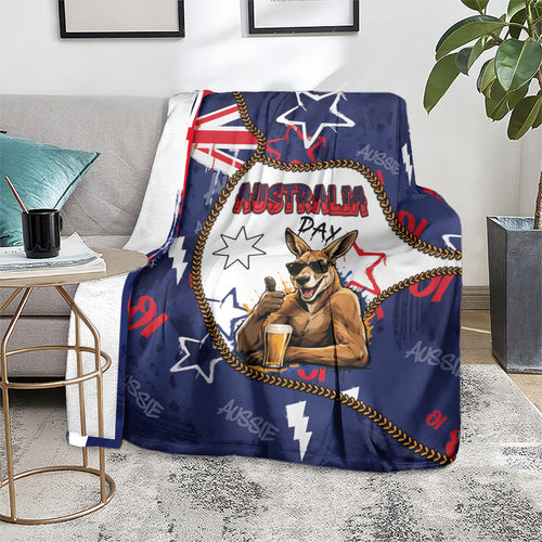 Australia Flag Day Blanket Cool Kangaroo Beer Aussie Aussie Oi Oi