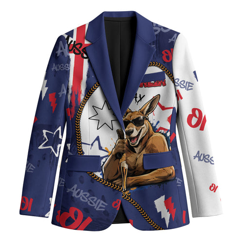 Australia Flag Day Blazer Cool Kangaroo Beer Aussie Aussie Oi Oi