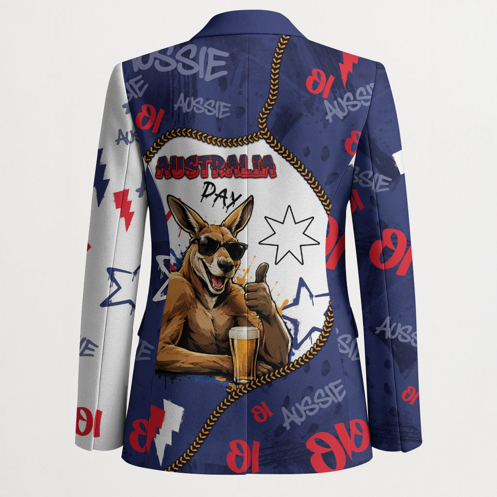 Australia Flag Day Blazer Cool Kangaroo Beer Aussie Aussie Oi Oi