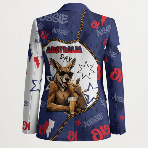 Australia Flag Day Blazer Cool Kangaroo Beer Aussie Aussie Oi Oi