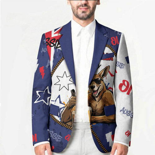 Australia Flag Day Blazer Cool Kangaroo Beer Aussie Aussie Oi Oi
