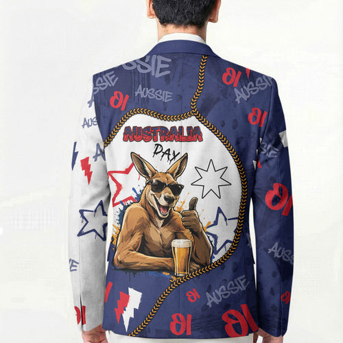 Australia Flag Day Blazer Cool Kangaroo Beer Aussie Aussie Oi Oi