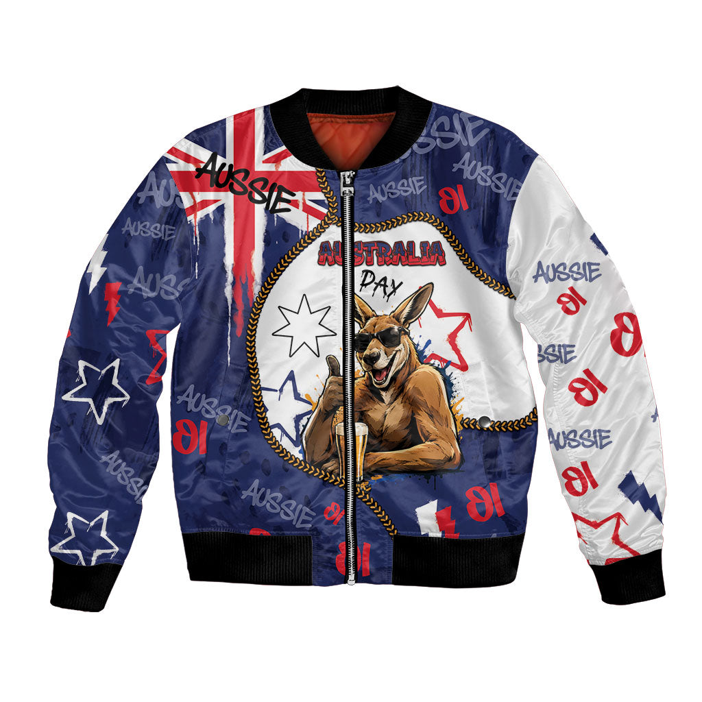Australia Flag Day Bomber Jacket Cool Kangaroo Beer Aussie Aussie Oi Oi