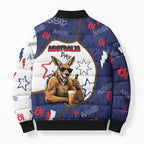 Australia Flag Day Bomber Puffer Jacket Cool Kangaroo Beer Aussie Aussie Oi Oi