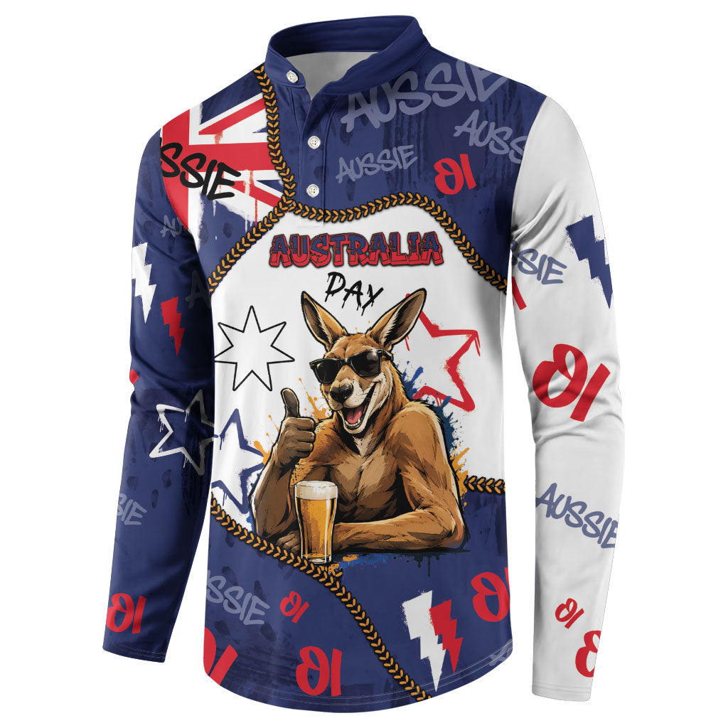 Australia Flag Day Button Sweatshirt Cool Kangaroo Beer Aussie Aussie Oi Oi