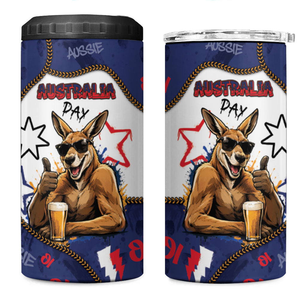 Australia Flag Day 4 in 1 Can Cooler Tumbler Cool Kangaroo Beer Aussie Aussie Oi Oi