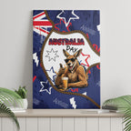 Australia Flag Day Canvas Wall Art Cool Kangaroo Beer Aussie Aussie Oi Oi
