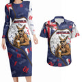 Australia Flag Day Couples Matching Long Sleeve Bodycon Dress and Hawaiian Shirt Cool Kangaroo Beer Aussie Aussie Oi Oi