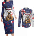 Australia Flag Day Couples Matching Long Sleeve Bodycon Dress and Long Sleeve Button Shirt Cool Kangaroo Beer Aussie Aussie Oi Oi