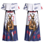 Australia Flag Day Couples Matching Off Shoulder Maxi Dress and Long Sleeve Button Shirt Cool Kangaroo Beer Aussie Aussie Oi Oi