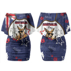 Australia Flag Day Couples Matching Off Shoulder Short Dress and Hawaiian Shirt Cool Kangaroo Beer Aussie Aussie Oi Oi