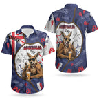 Australia Flag Day Couples Matching Off Shoulder Short Dress and Hawaiian Shirt Cool Kangaroo Beer Aussie Aussie Oi Oi