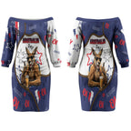 Australia Flag Day Couples Matching Off The Shoulder Long Sleeve Dress and Long Sleeve Button Shirt Cool Kangaroo Beer Aussie Aussie Oi Oi