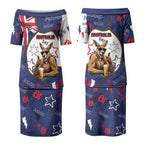 Australia Flag Day Couples Matching Puletasi and Long Sleeve Button Shirt Cool Kangaroo Beer Aussie Aussie Oi Oi